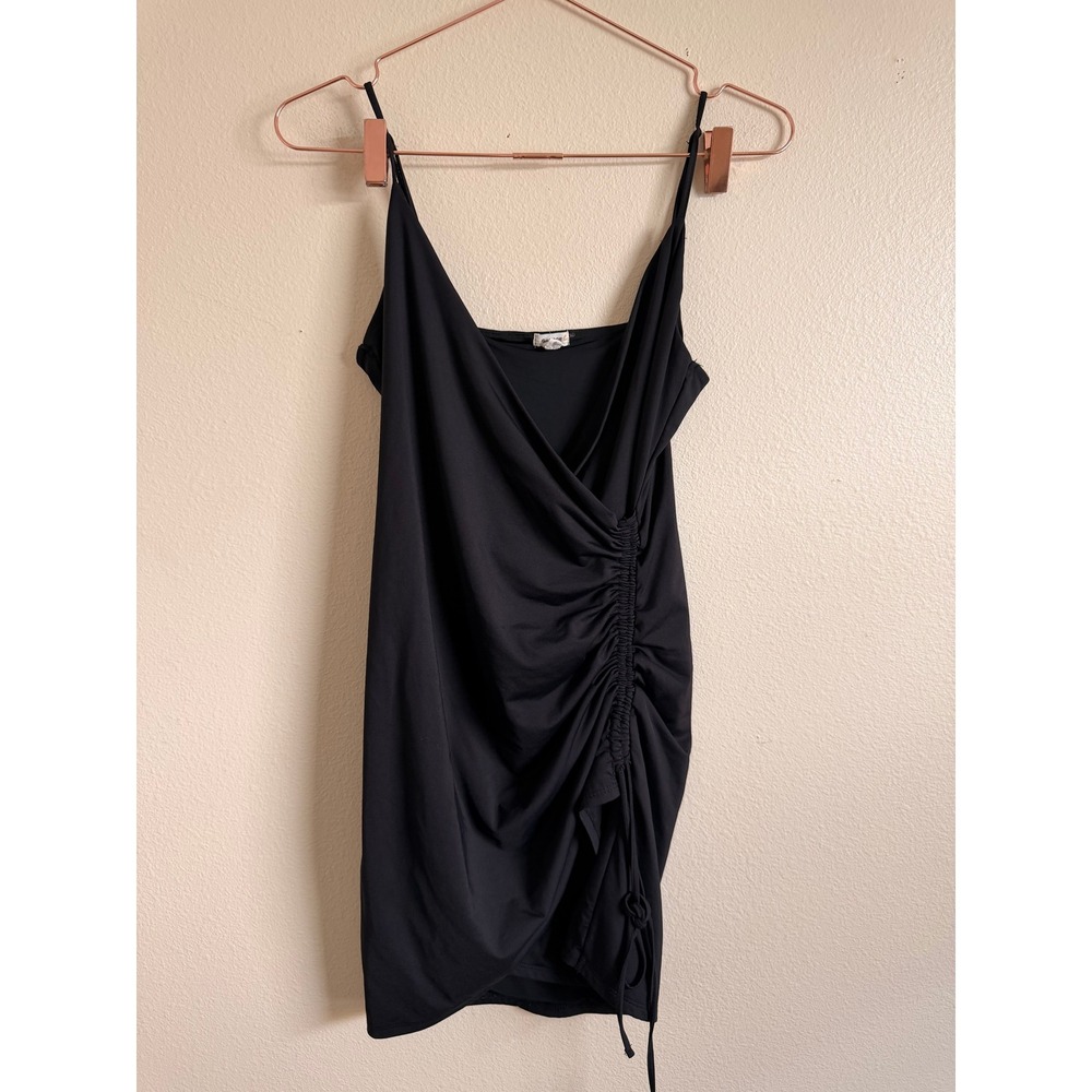 Garage Dress Women Small Black Ruched Side Wrap Mini Bodycon Party Night Out - Picture 3 of 7